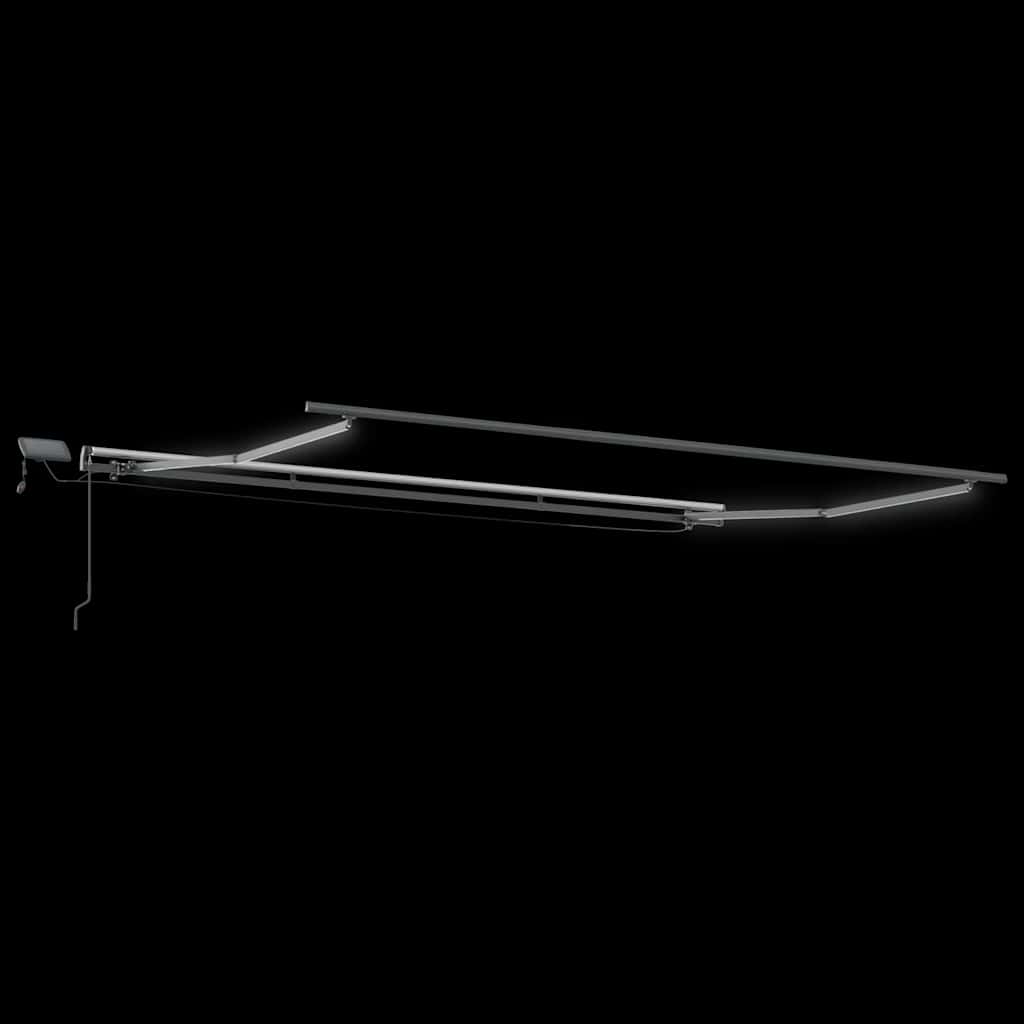 Tenda Retrattile Manuale con LED Antracite/ Bianco 500x300 cm