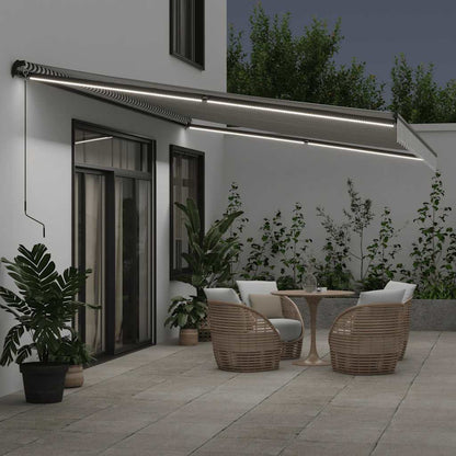 Tenda Retrattile Manuale con LED Antracite e Bianco 600x300 cm
