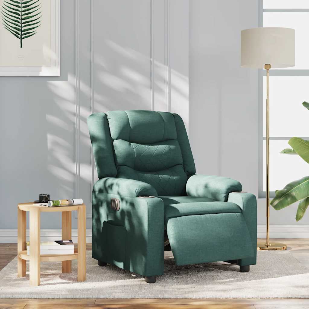 Poltrona Elettrica Reclinabile Verde Scuro in Tessuto