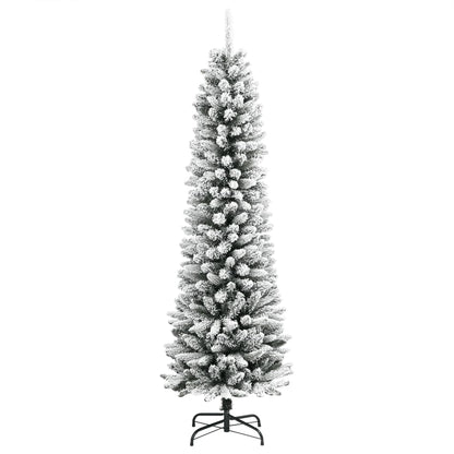 Albero Natale Artificiale Sottile Neve Floccata 240 cm PVC e PE