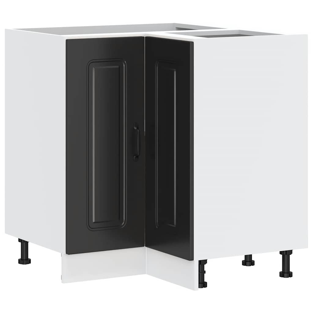 Mobile Base ad Angolo Cucina Kalmar Nero in Legno Multistrato