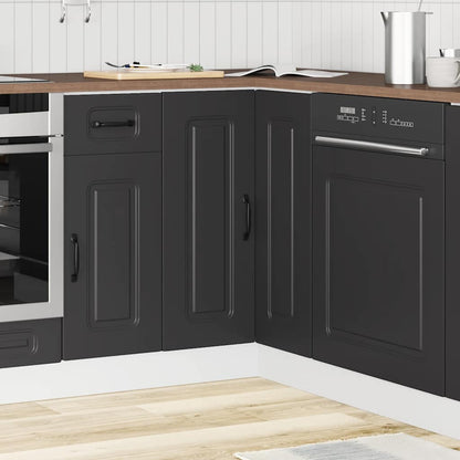 Mobile Base ad Angolo Cucina Kalmar Nero in Legno Multistrato