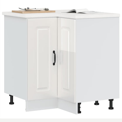 Mobile Base ad Angolo Cucina Kalmar Bianco Lucido in Truciolato