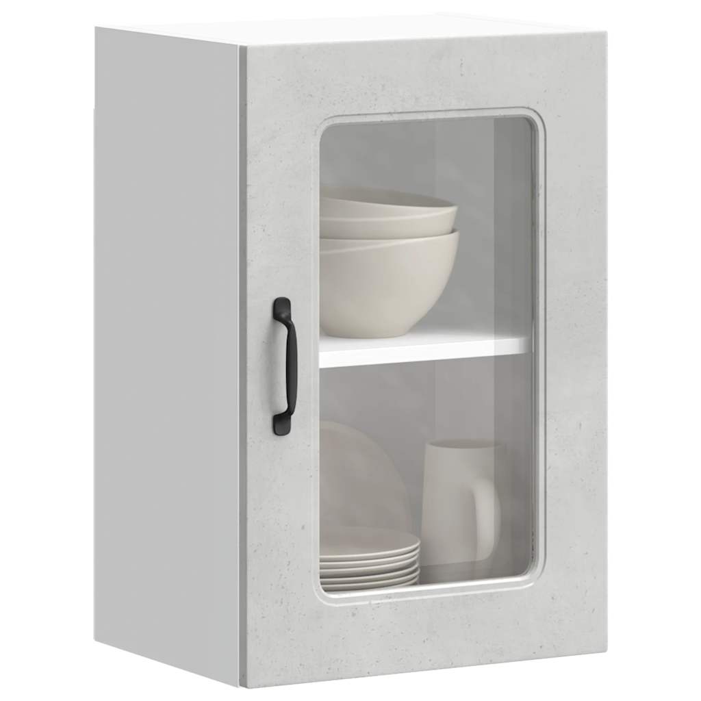 Pensile da Cucina con Porta in Vetro Kalmar Grigio Cemento