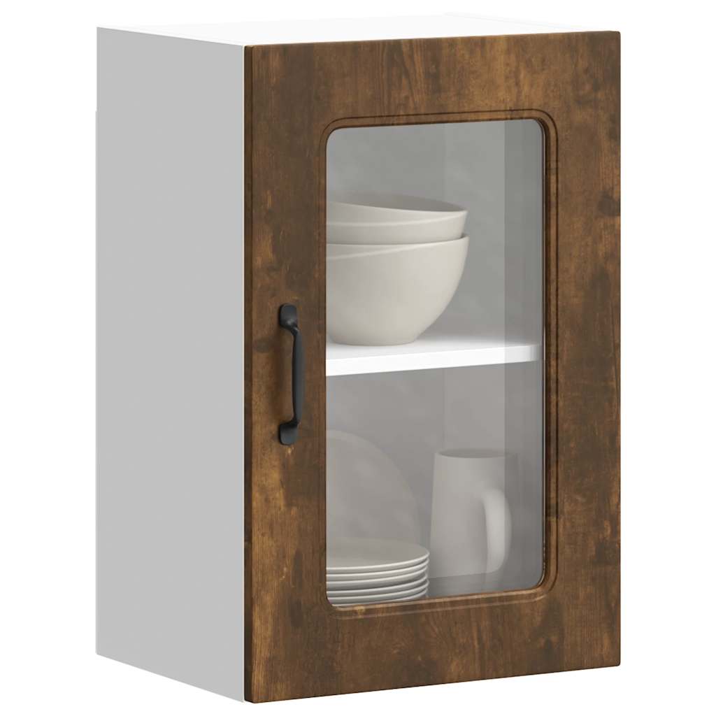 Pensile da Cucina con Porta in Vetro Kalmar Rovere Fumo