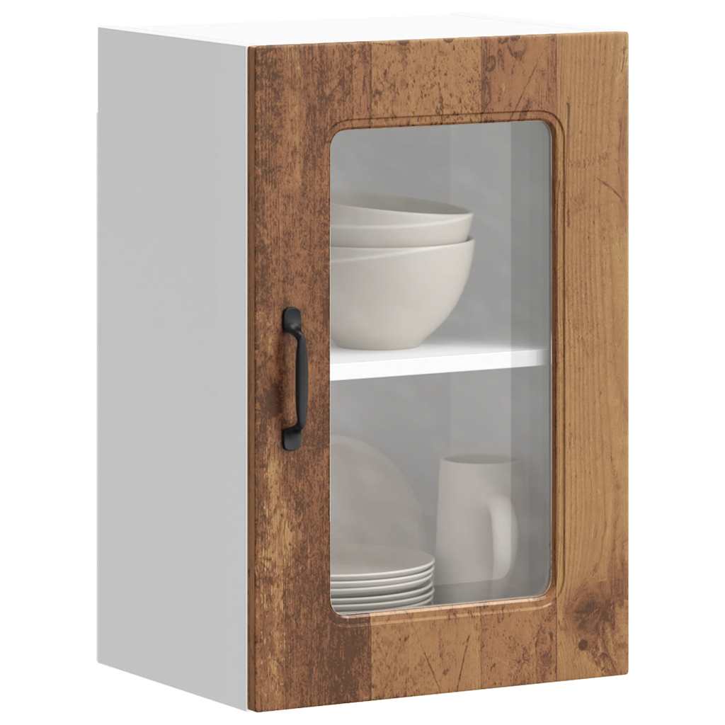 Pensile da Cucina con Porta in Vetro Kalmar Legno Vecchio