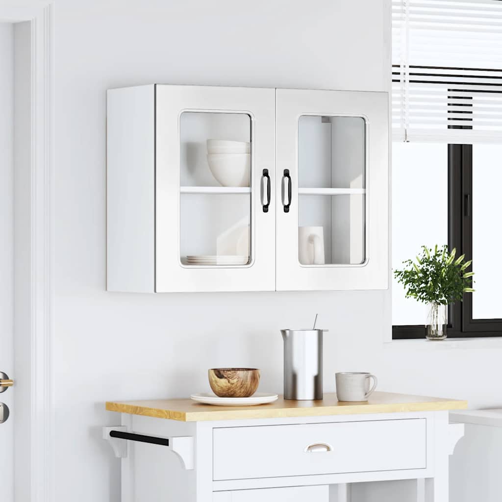 Pensile da Cucina con Porta in Vetro Kalmar Bianco Lucido