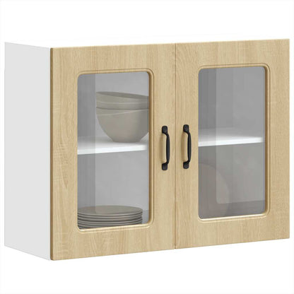 Pensile da Cucina con Porta in Vetro Kalmar Rovere Sonoma