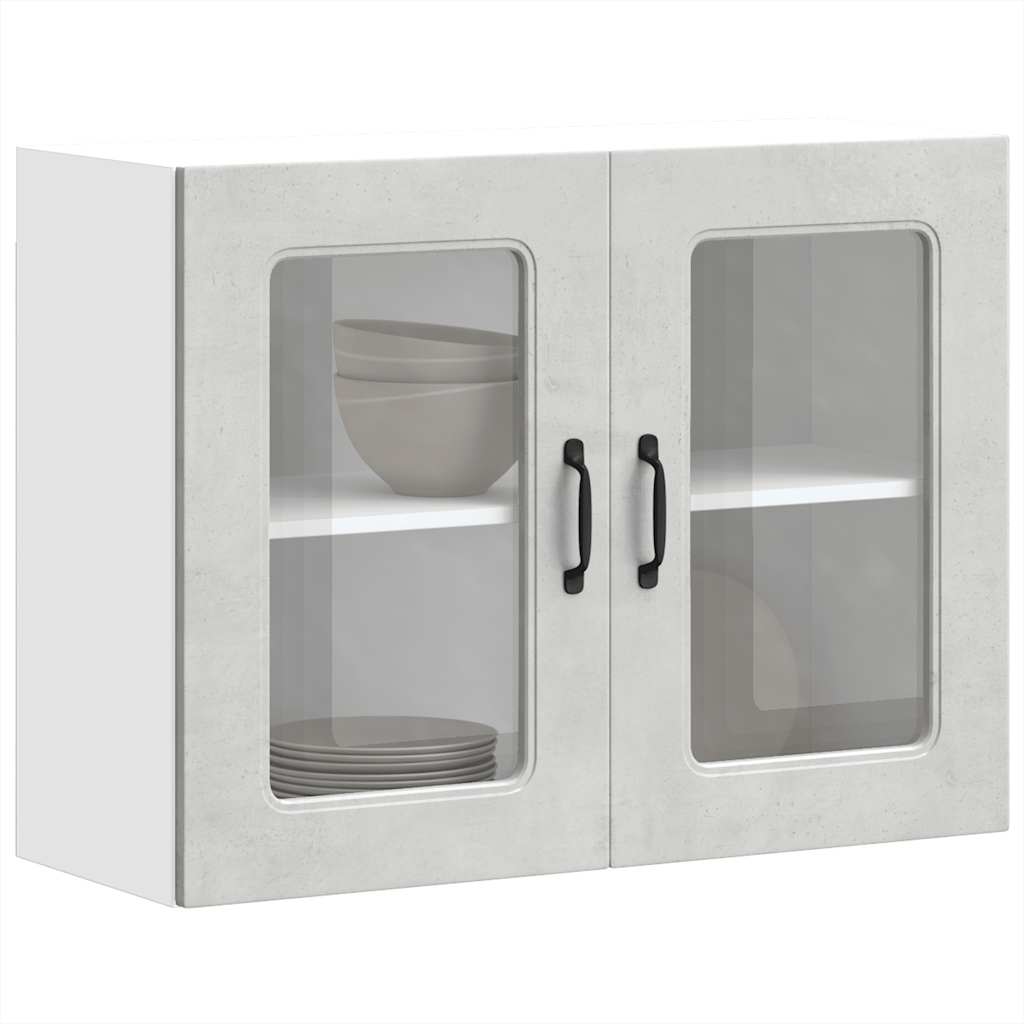 Pensile da Cucina con Porta in Vetro Kalmar Grigio Cemento