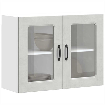 Pensile da Cucina con Porta in Vetro Kalmar Grigio Cemento