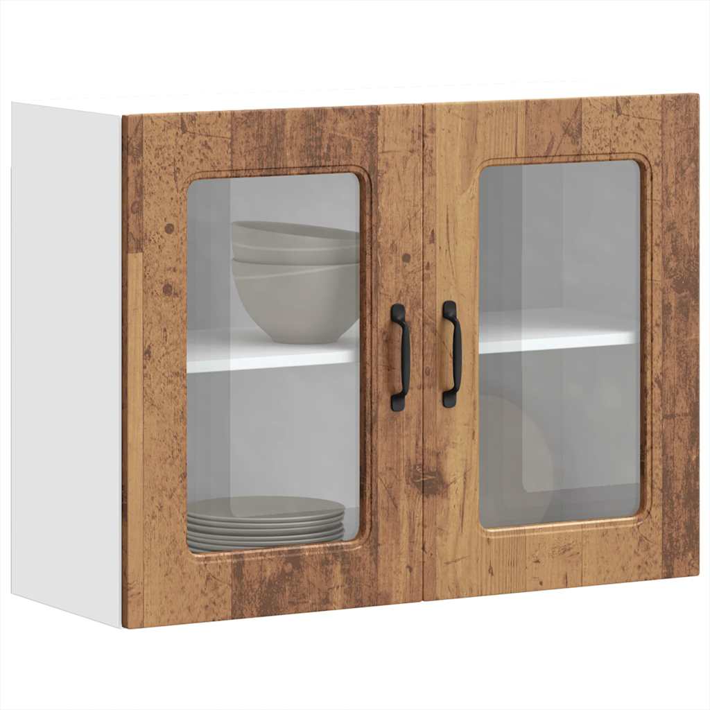 Pensile da Cucina con Porta in Vetro Kalmar Legno Vecchio