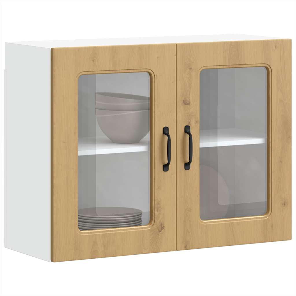 Pensile da Cucina con Porta in Vetro Kalmar Rovere Artigianale