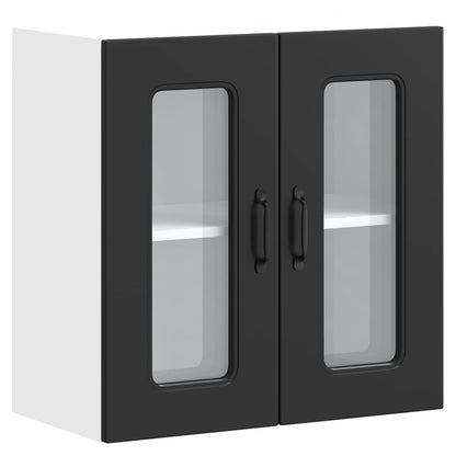 Pensile da Cucina con Porta in Vetro Kalmar Nero Truciolato