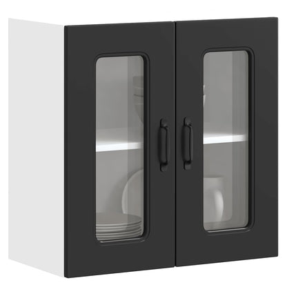 Pensile da Cucina con Porta in Vetro Kalmar Nero Truciolato