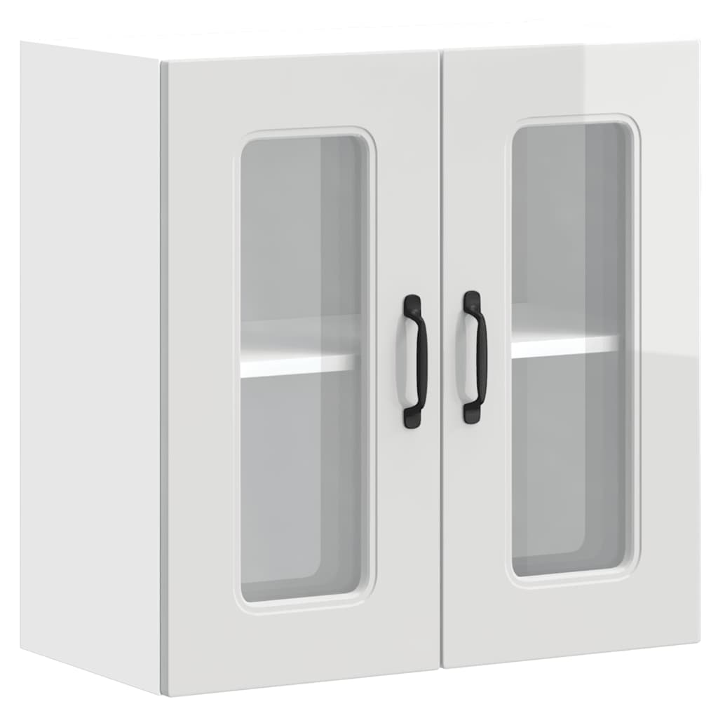 Pensile da Cucina con Porta in Vetro Kalmar Bianco Lucido