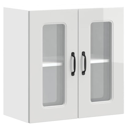 Pensile da Cucina con Porta in Vetro Kalmar Bianco Lucido