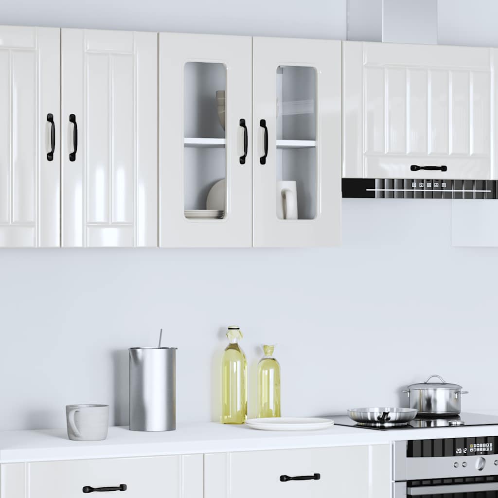 Pensile da Cucina con Porta in Vetro Kalmar Bianco Lucido