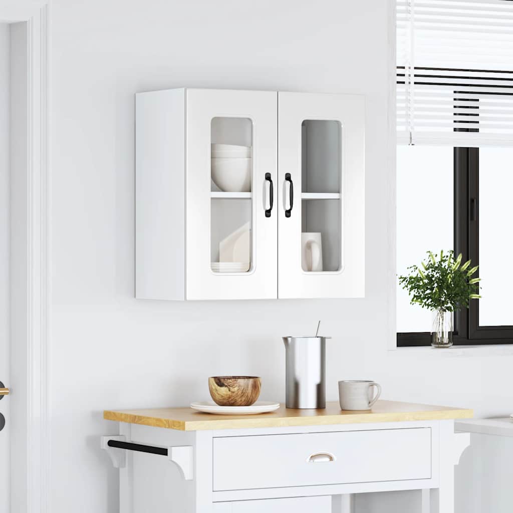 Pensile da Cucina con Porta in Vetro Kalmar Bianco Lucido