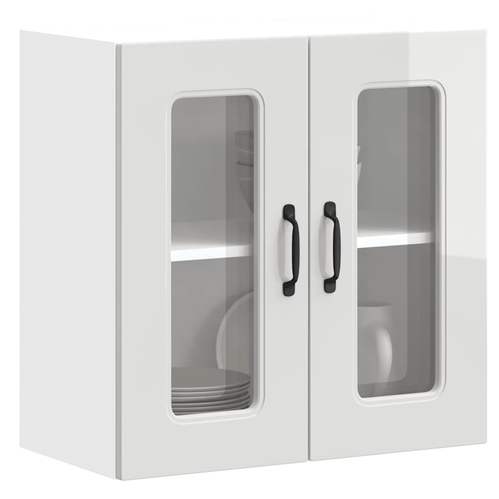 Pensile da Cucina con Porta in Vetro Kalmar Bianco Lucido
