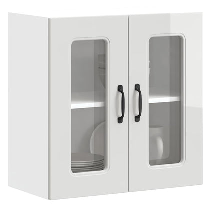 Pensile da Cucina con Porta in Vetro Kalmar Bianco Lucido