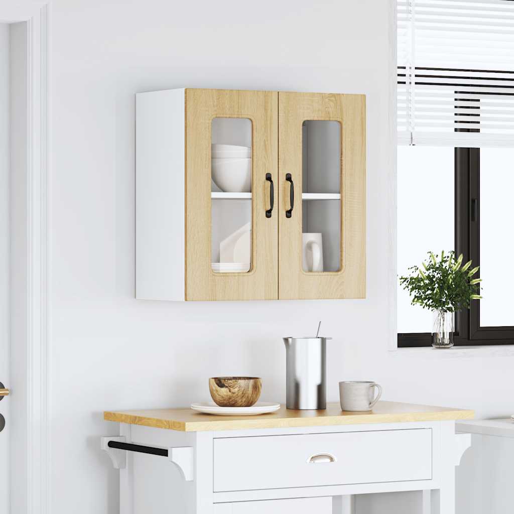 Pensile da Cucina con Porta in Vetro Kalmar Rovere Sonoma