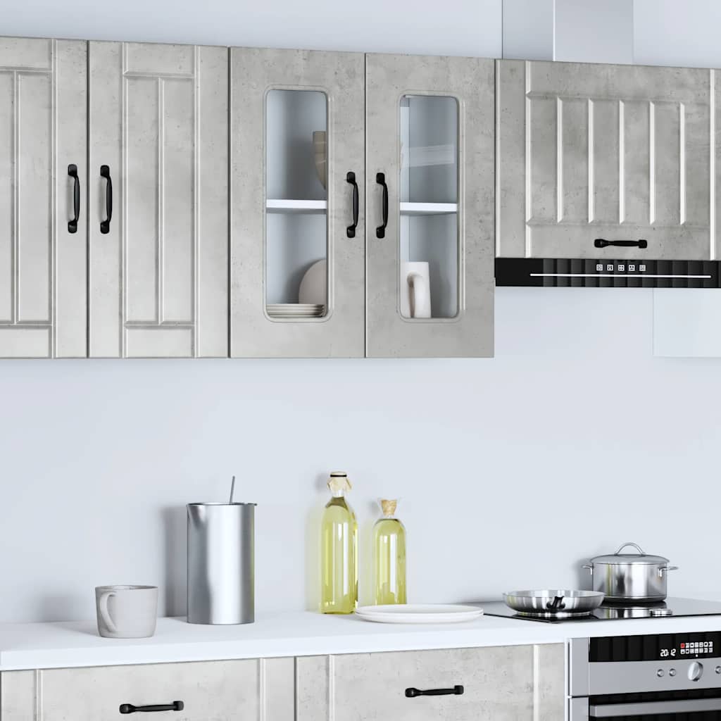 Pensile da Cucina con Porta in Vetro Kalmar Grigio Cemento