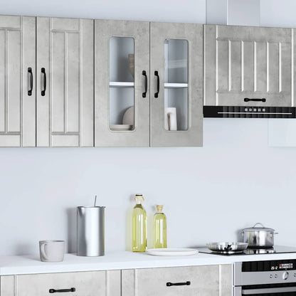 Pensile da Cucina con Porta in Vetro Kalmar Grigio Cemento