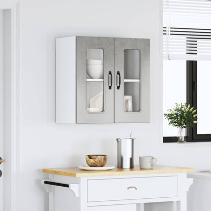 Pensile da Cucina con Porta in Vetro Kalmar Grigio Cemento