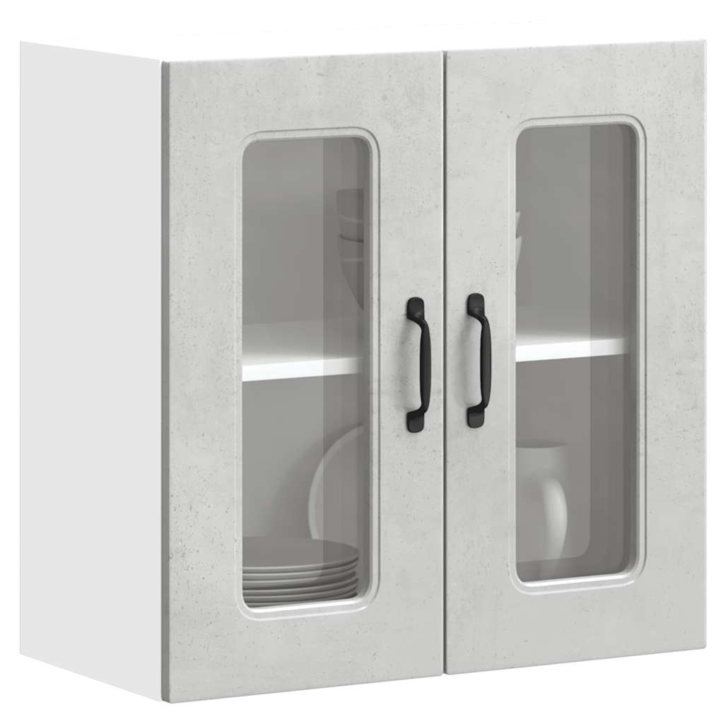 Pensile da Cucina con Porta in Vetro Kalmar Grigio Cemento