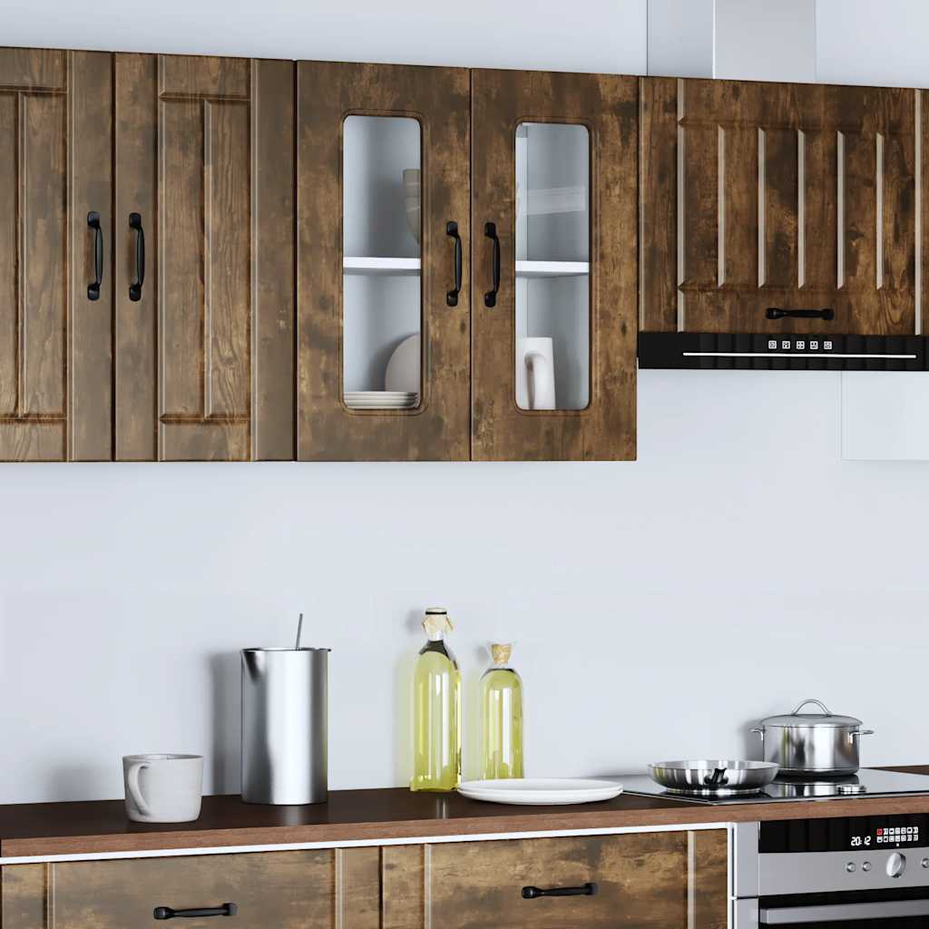 Pensile da Cucina con Porta in Vetro Kalmar Rovere Fumo