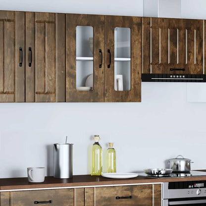 Pensile da Cucina con Porta in Vetro Kalmar Rovere Fumo