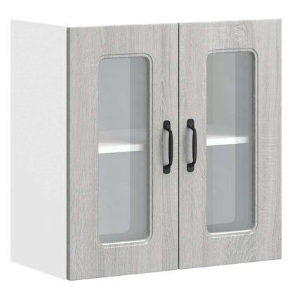 Pensile da Cucina con Porta in Vetro Kalmar Grigio Sonoma