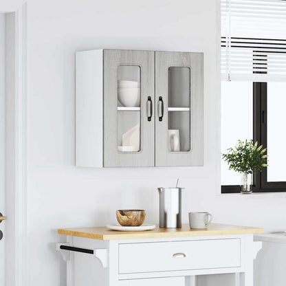 Pensile da Cucina con Porta in Vetro Kalmar Grigio Sonoma