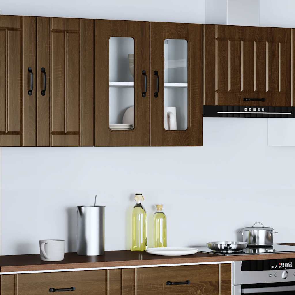 Pensile da Cucina con Porta in Vetro Kalmar Rovere Marrone