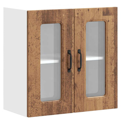 Pensile da Cucina con Porta in Vetro Kalmar Legno Vecchio