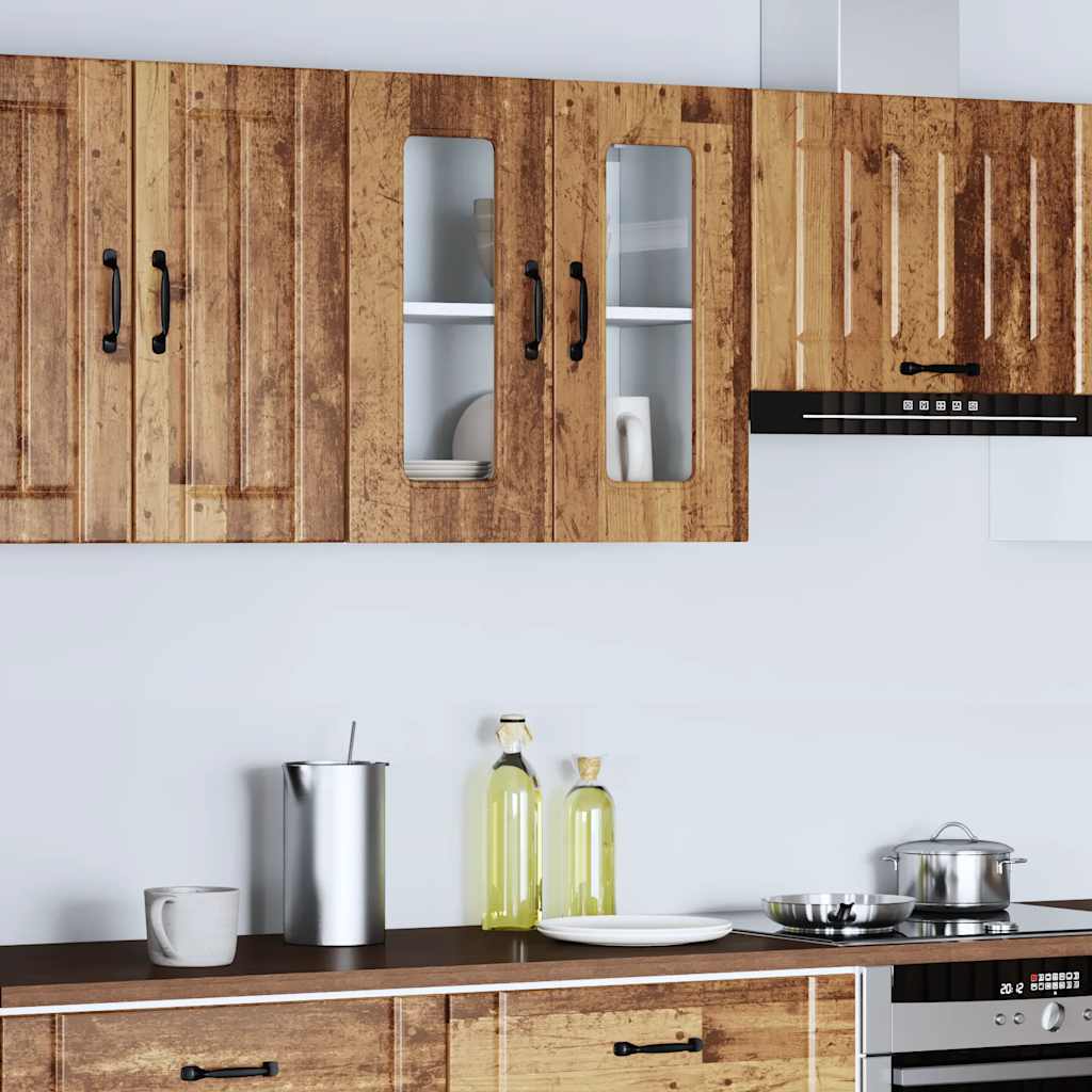 Pensile da Cucina con Porta in Vetro Kalmar Legno Vecchio