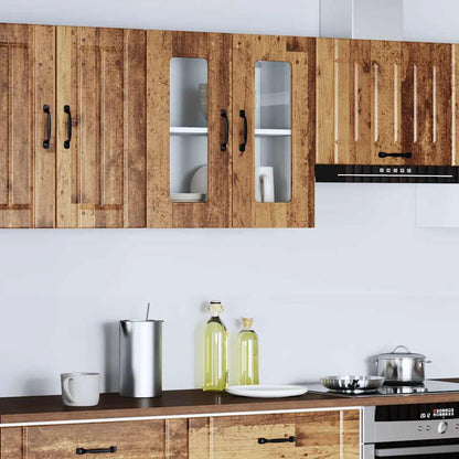 Pensile da Cucina con Porta in Vetro Kalmar Legno Vecchio