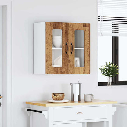 Pensile da Cucina con Porta in Vetro Kalmar Legno Vecchio