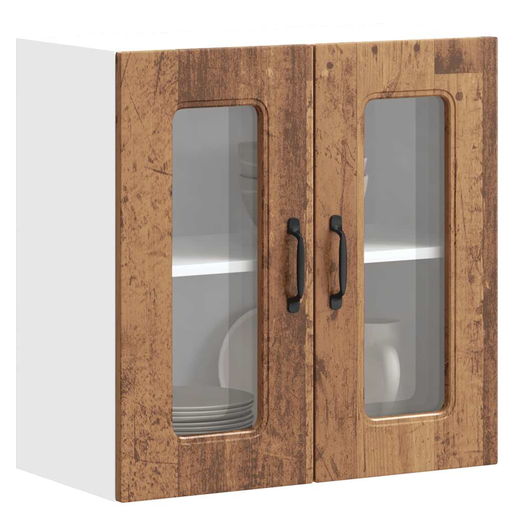 Pensile da Cucina con Porta in Vetro Kalmar Legno Vecchio