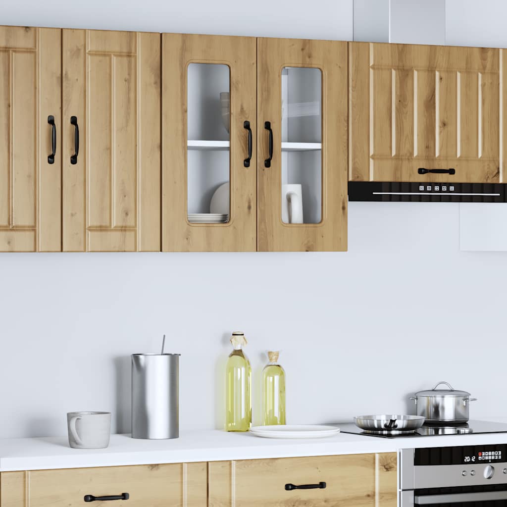 Pensile da Cucina con Porta in Vetro Kalmar Rovere Artigianale