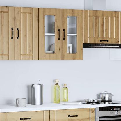 Pensile da Cucina con Porta in Vetro Kalmar Rovere Artigianale
