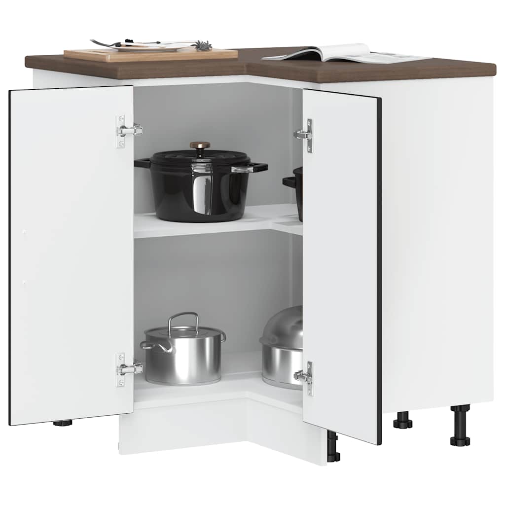 Mobile Base ad Angolo Cucina Lucca Nero in Legno Multistrato