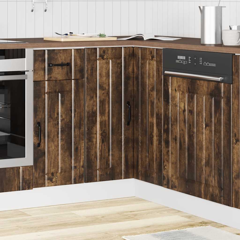 Mobile Base ad Angolo Cucina Lucca Rovere Fumo in Truciolato