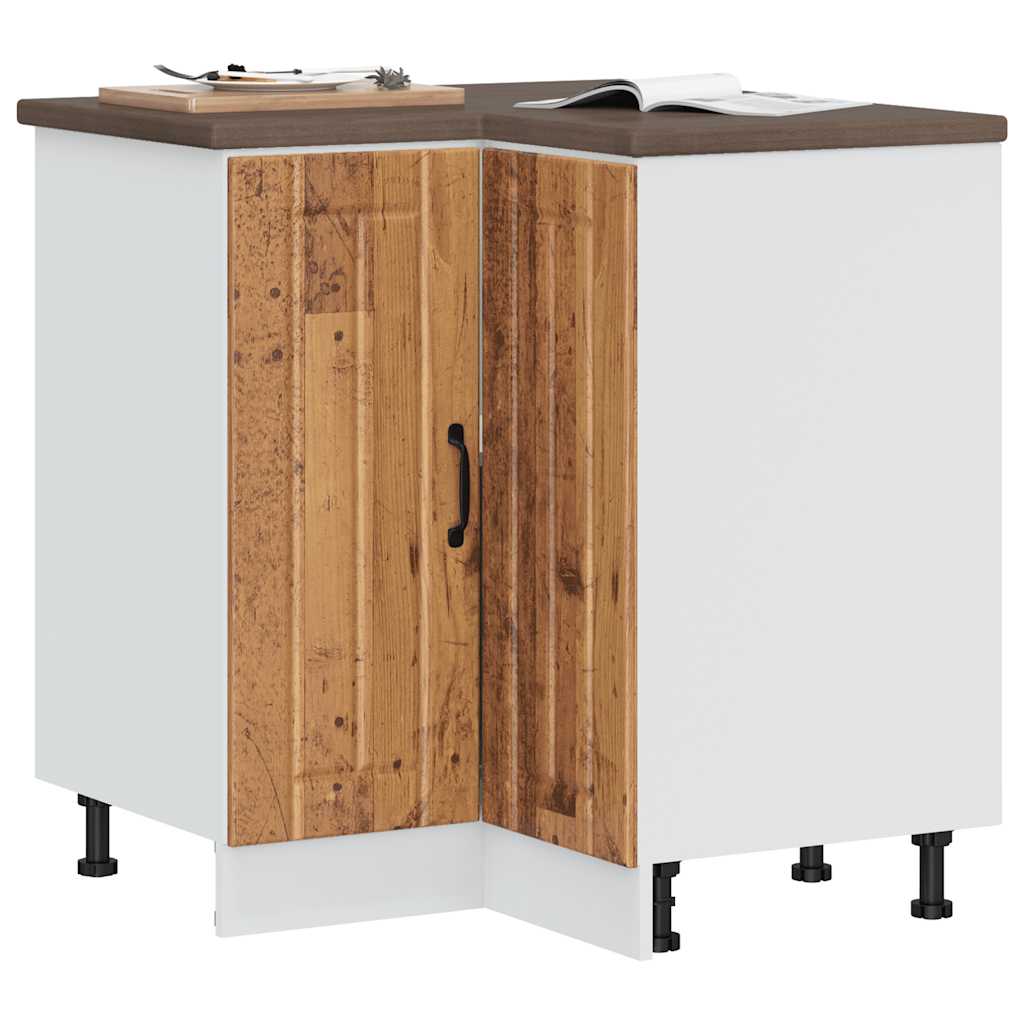 Mobile Base ad Angolo Cucina Lucca Legno Antico in Truciolato