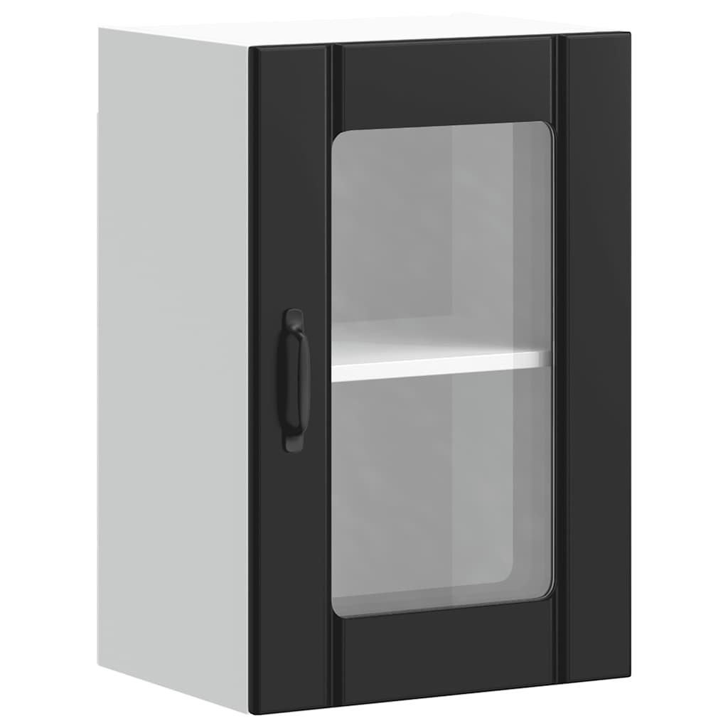Pensile da Cucina con Porta in Vetro Lucca Nero