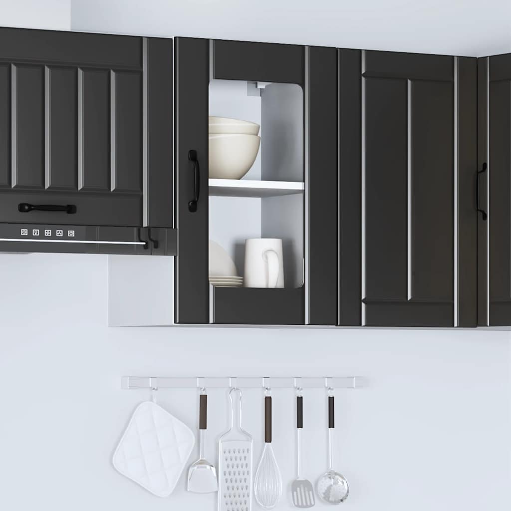 Pensile da Cucina con Porta in Vetro Lucca Nero