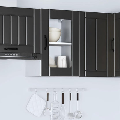 Pensile da Cucina con Porta in Vetro Lucca Nero