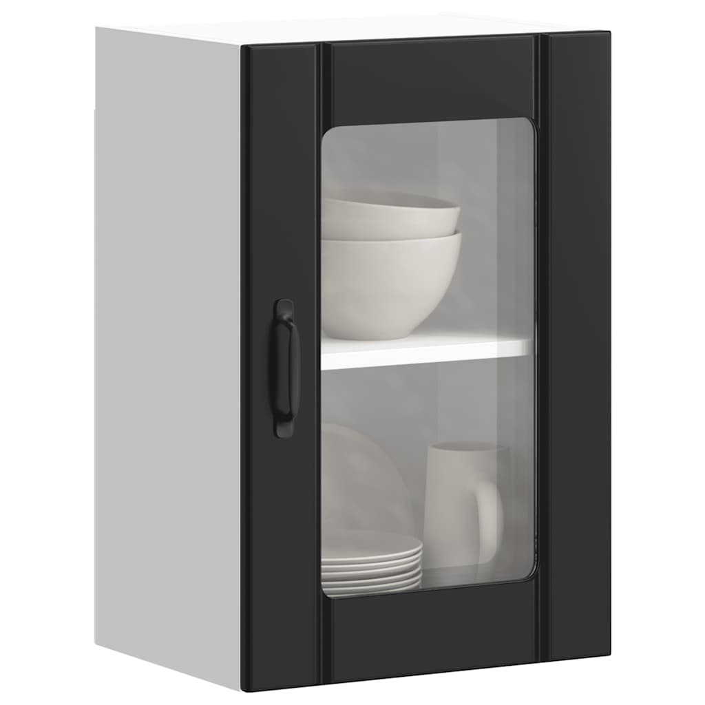 Pensile da Cucina con Porta in Vetro Lucca Nero