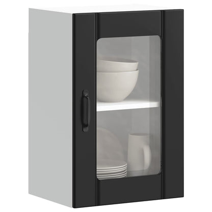 Pensile da Cucina con Porta in Vetro Lucca Nero