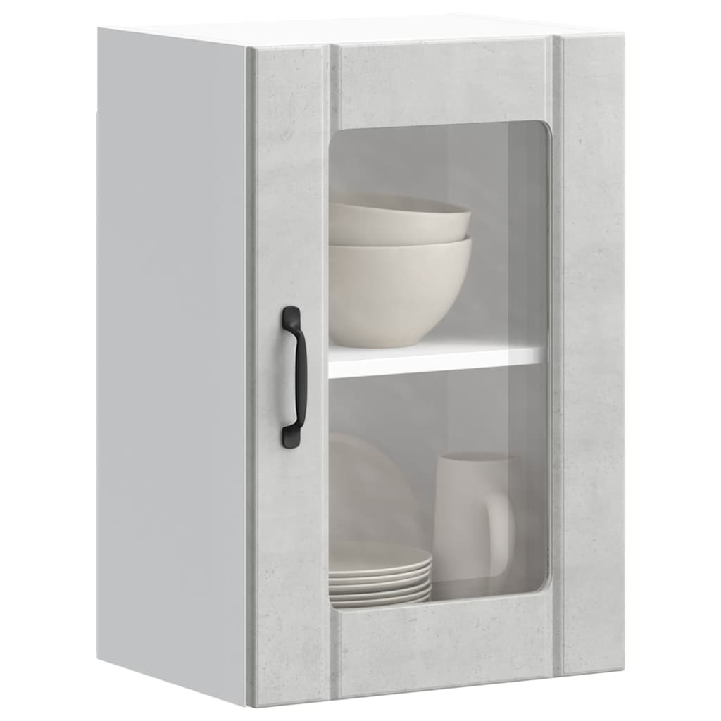 Pensile da Cucina con Porta in Vetro Lucca Grigio Cemento